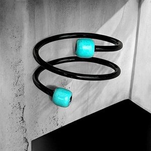 5 For $25💫Alternative Black Coiled Turquoise Bead Ring
